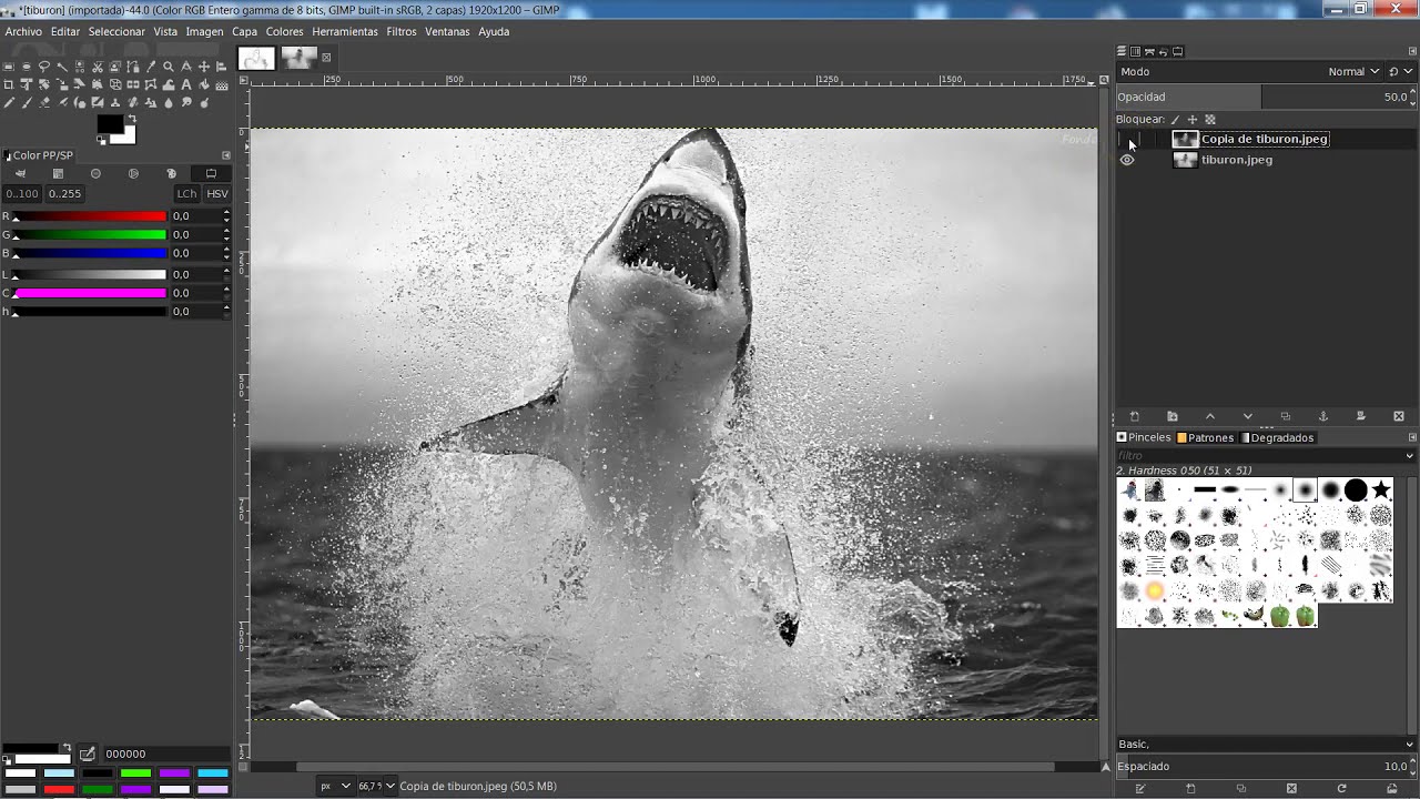 Gimp 2.10.12: Pasar a lápiz