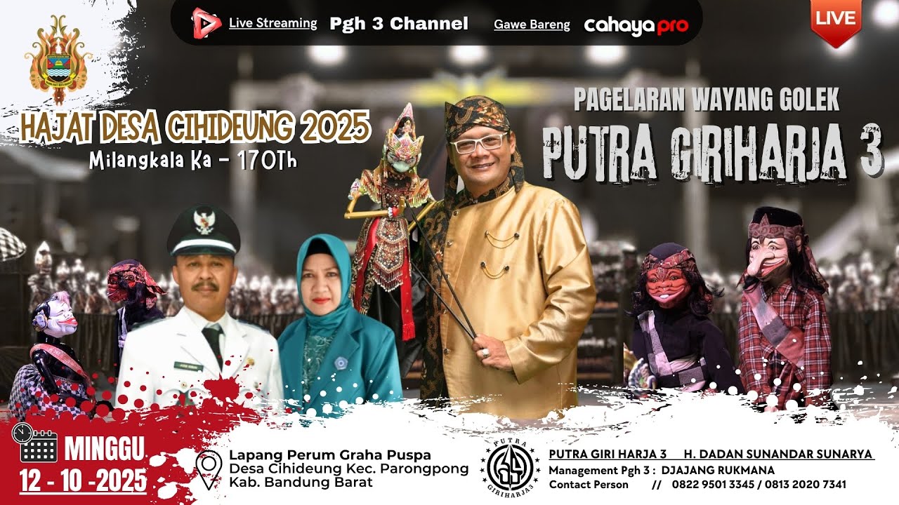 🔴Live Hajat Desa Cihideung KBB 2025 -Hiburan Wayang Golek Putra Giriharja 3 PGH3] H. Dadan Sunandar