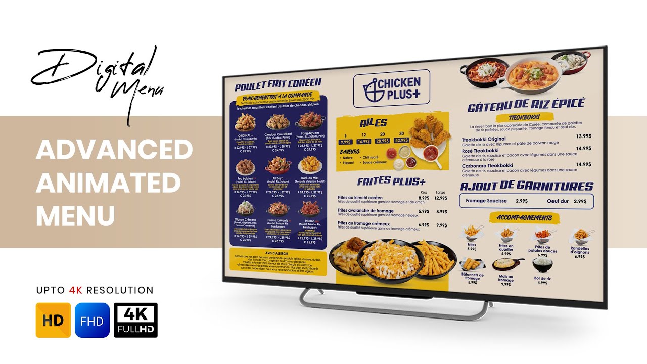 Restaurant Animated Menu | Advanced Digital Menu Board Animation (HD/4K)