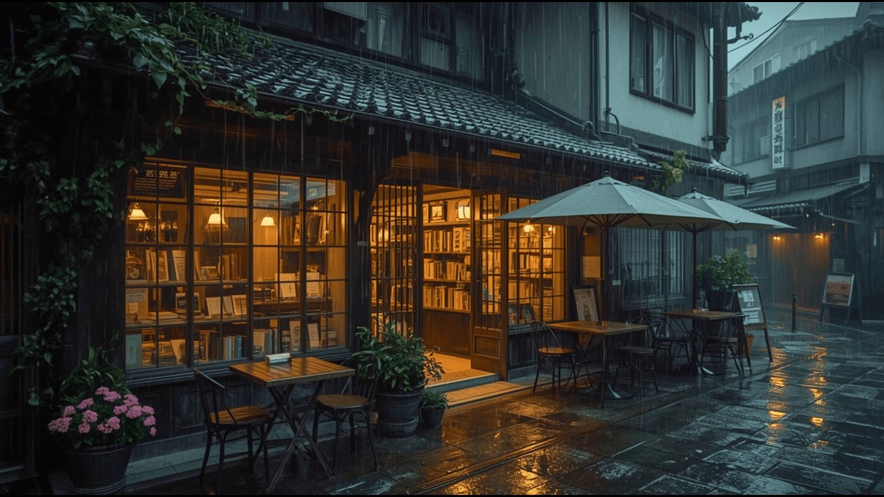 Rainy Alley in Japan 🌧️ | Warm Café Lights & Calm Vibes