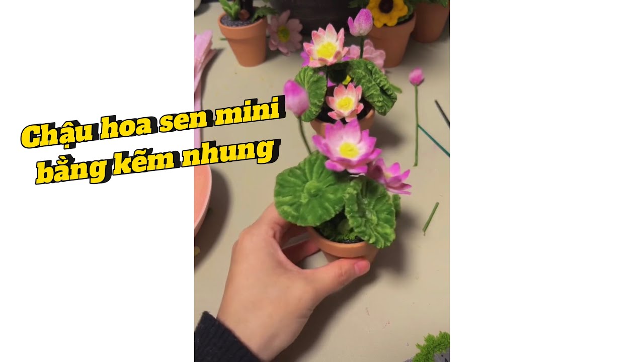 Hướng dẫn làm chậu hoa sen mini bằng kẽm nhung|#diy #handmade #trending #xuhuong #craft #flowers