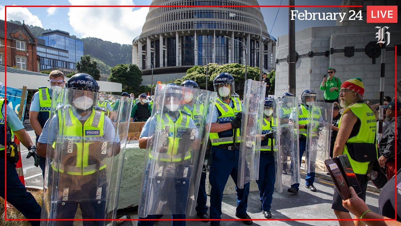 Wellington protest: Police in riot gear gather at Parliament