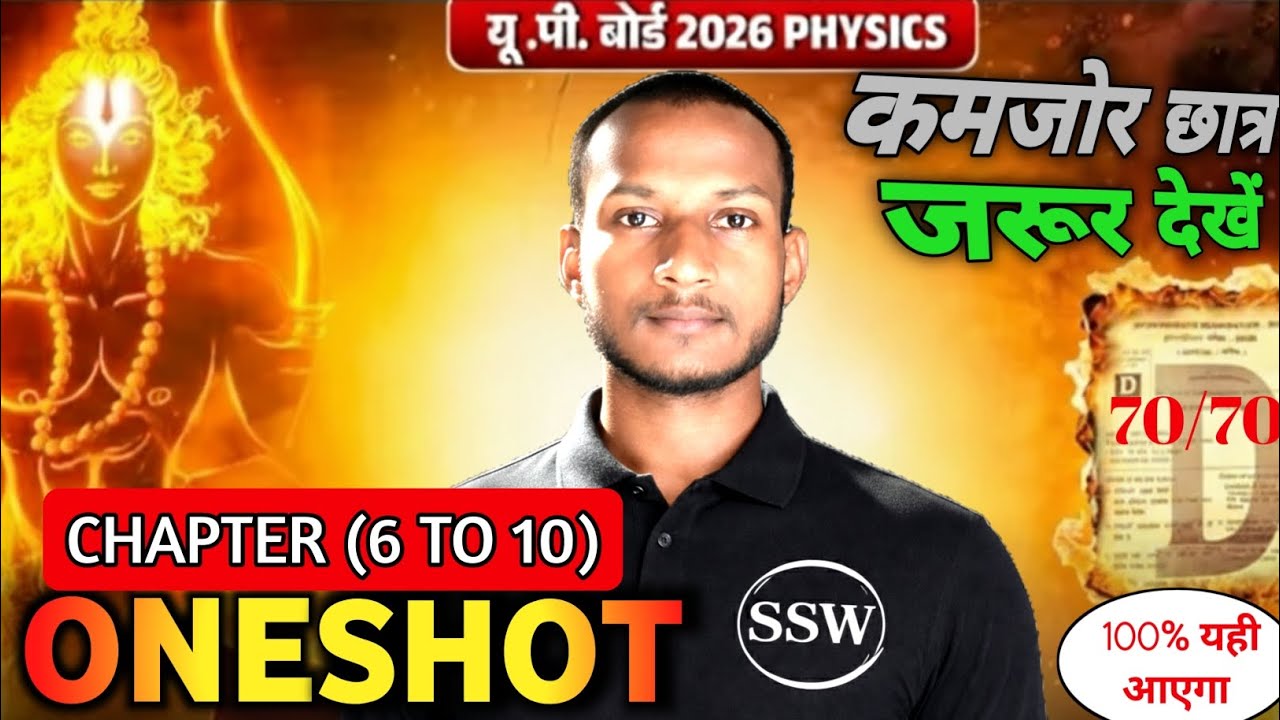 12th UP Board Physics 2026 One Shot🔥Chapter 6-10 Full Revision,70/70 पक्का | कमजोर छात्र जरूर देखें