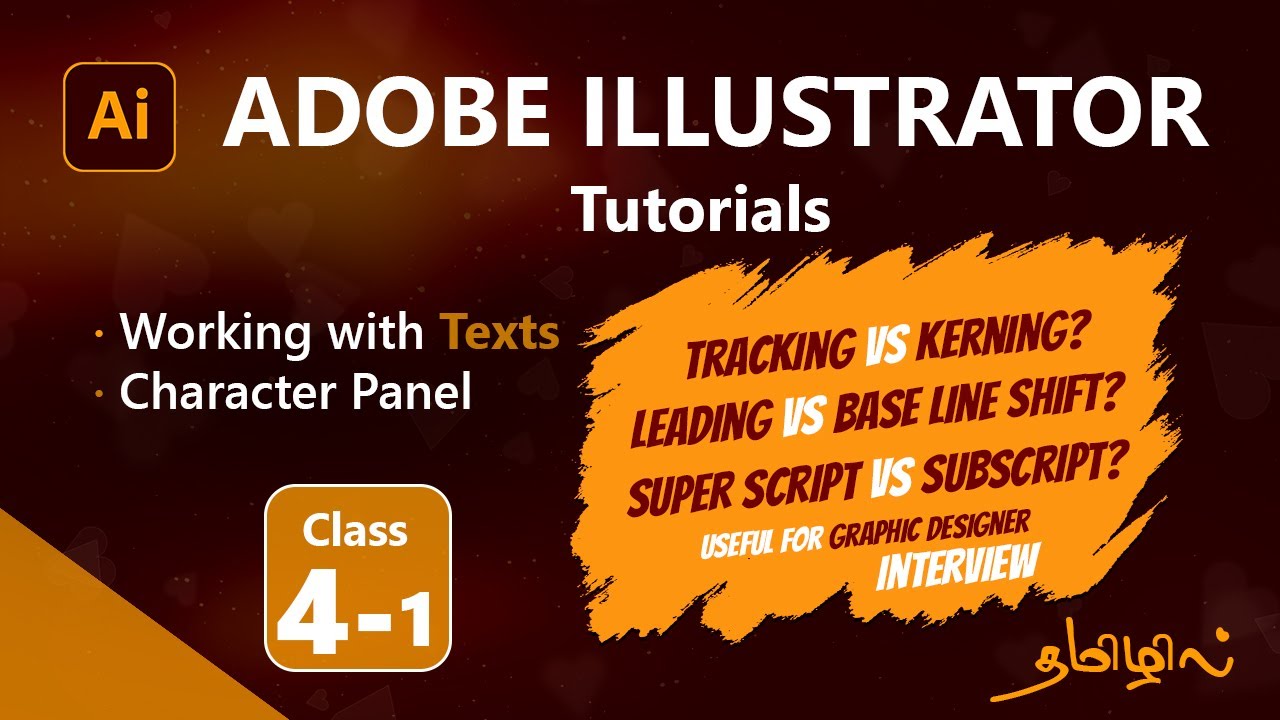 Adobe illustrator Beginner class 4 | Working with Texts | Tracking | Kerning | Baseline shift