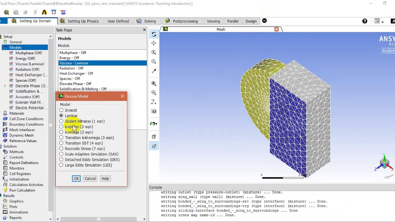aero dynamic effect on bird wings in ansys fluent tutorial