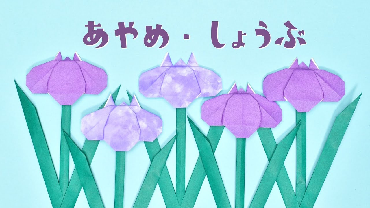 【こどもの日折り紙】菖蒲（あやめ・しょうぶ）の折り方（おりがみの時間）