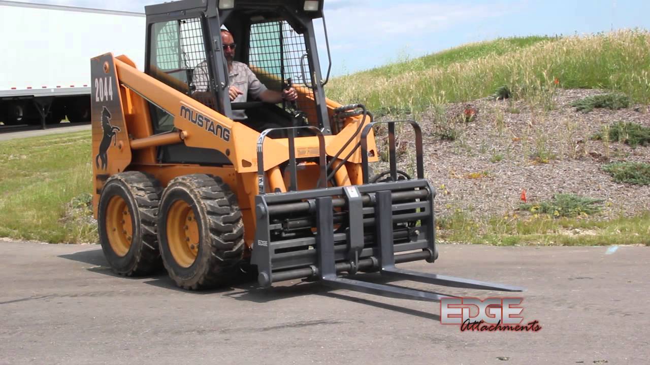 EDGE Hydraulic Sliding Tine Pallet Forks Controlled from Skid Steer Cab