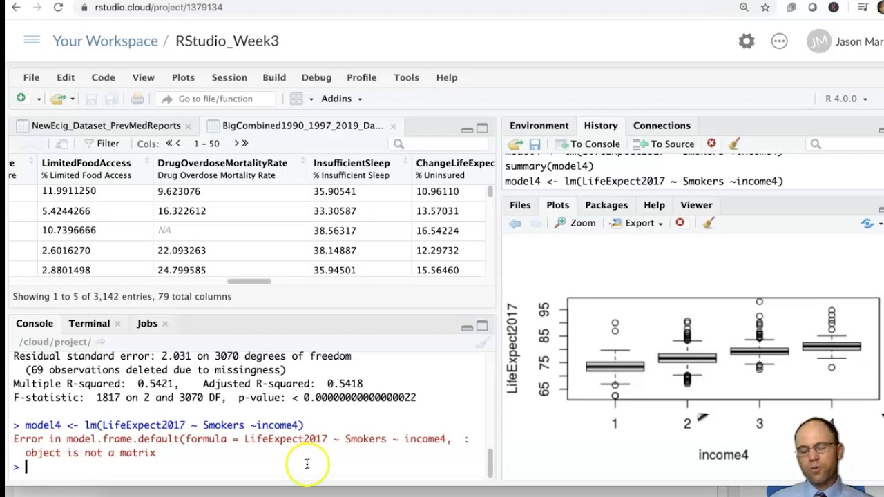 RStudio Week3 - Video 4 - Linear Regression with Factor Level or Categorical Variables