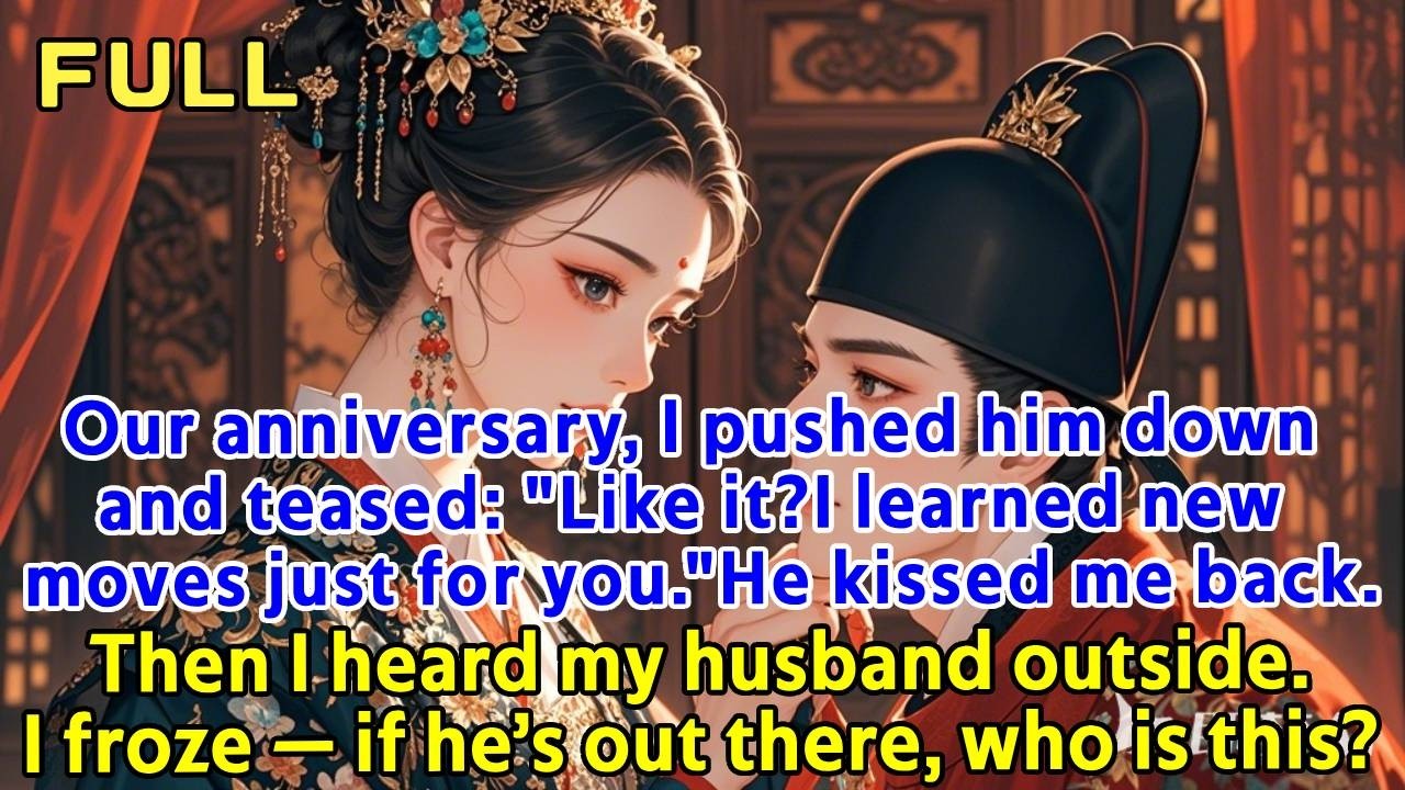 Our anniversary, I pushed him down and teased: 