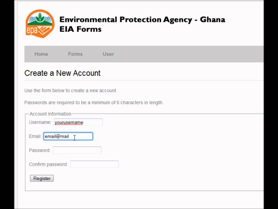 EPA Ghana EIA - Create An Account