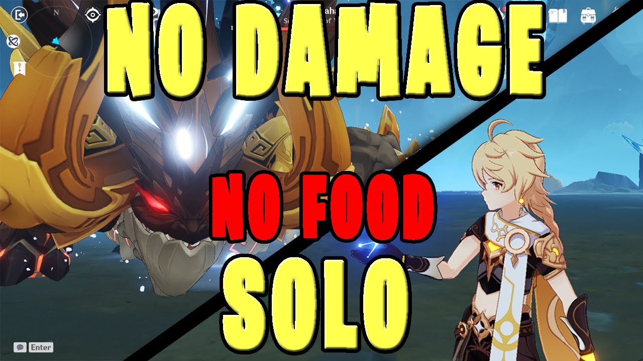 Genshin Impact Azhdaha Boss fight NO DAMAGE, SOLO, NO FOOD Geo MC gameplay