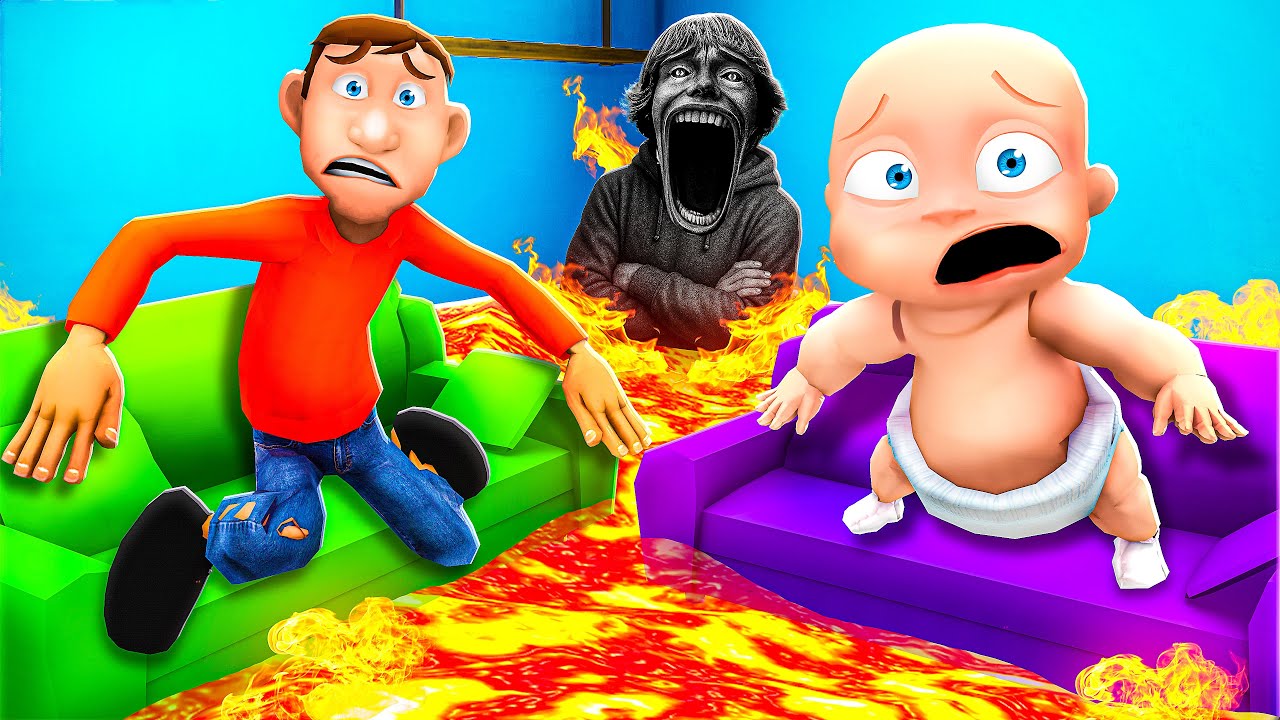 FLOOR IS LAVA with Daddy! (Who's Your Daddy)