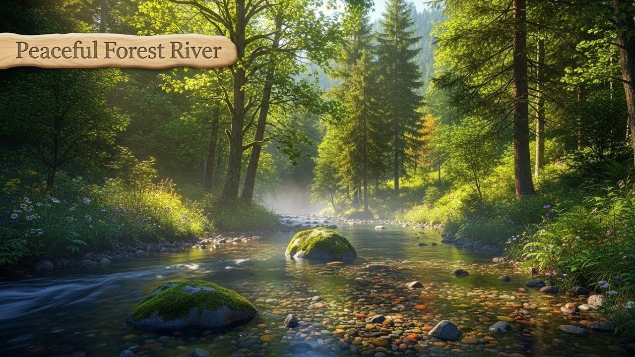 Peaceful Flowing River 🌊 Natural Ambience Sound for Deep Sleep and Stress Relief #66