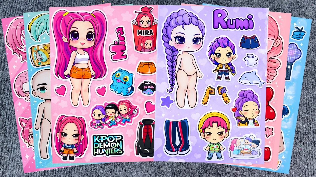 65Minutes Satisfying💖Decorate with Sticker Book BABY HUNTRIX KPOP DEMON HUNTERS x Gacha🌈UnicornPaper