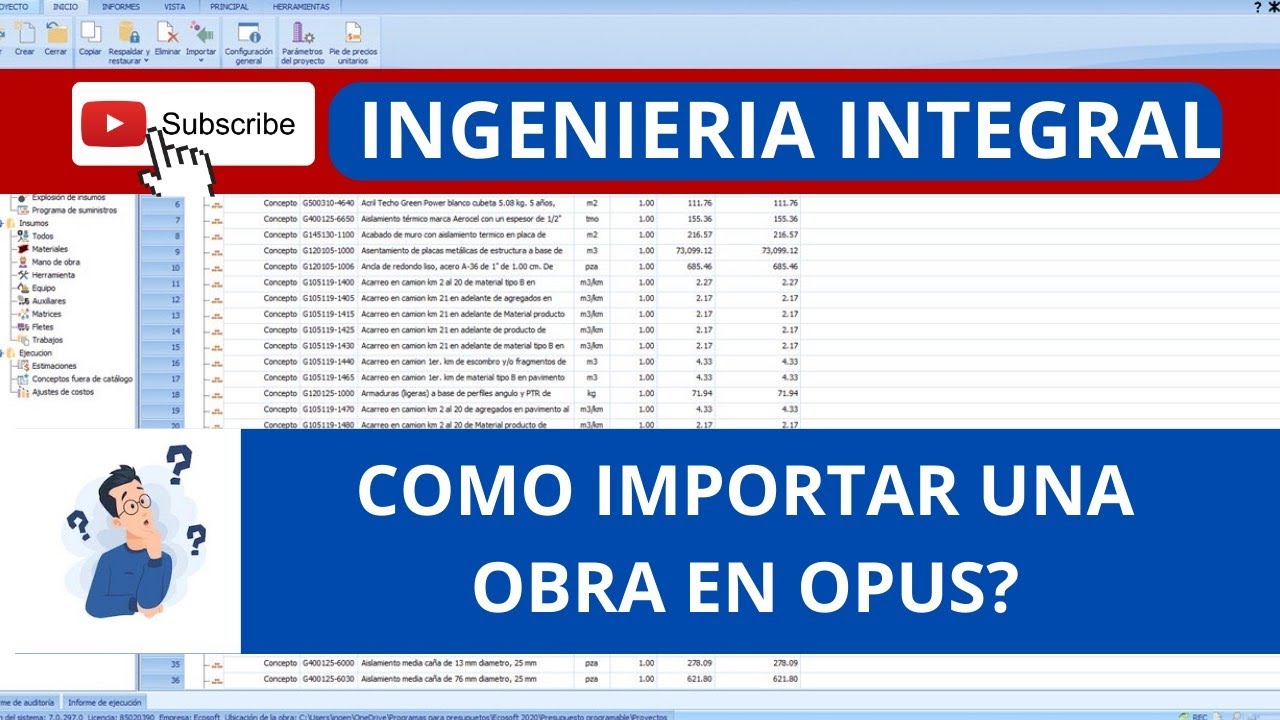 COMO IMPORTAR UNA OBRA EN OPUS