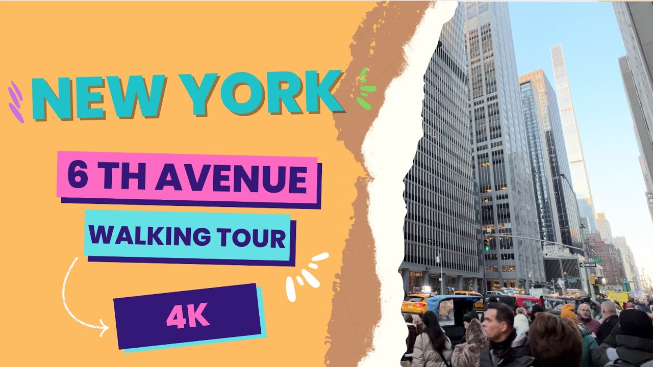 [4K] New York City, 6th Avenue of the Americas. Walking tour.