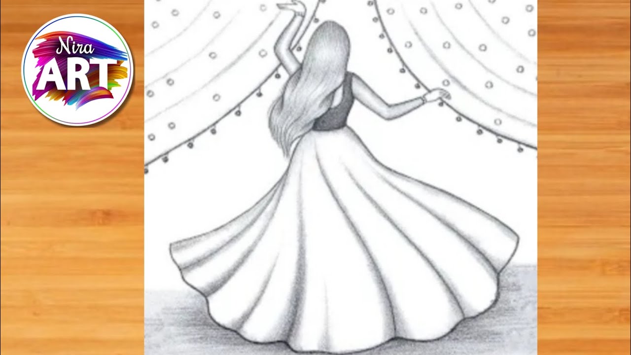 How to draw a dancing girl -pencil Sketch//Step-By-Step//Easy drawing video for Beginners।।