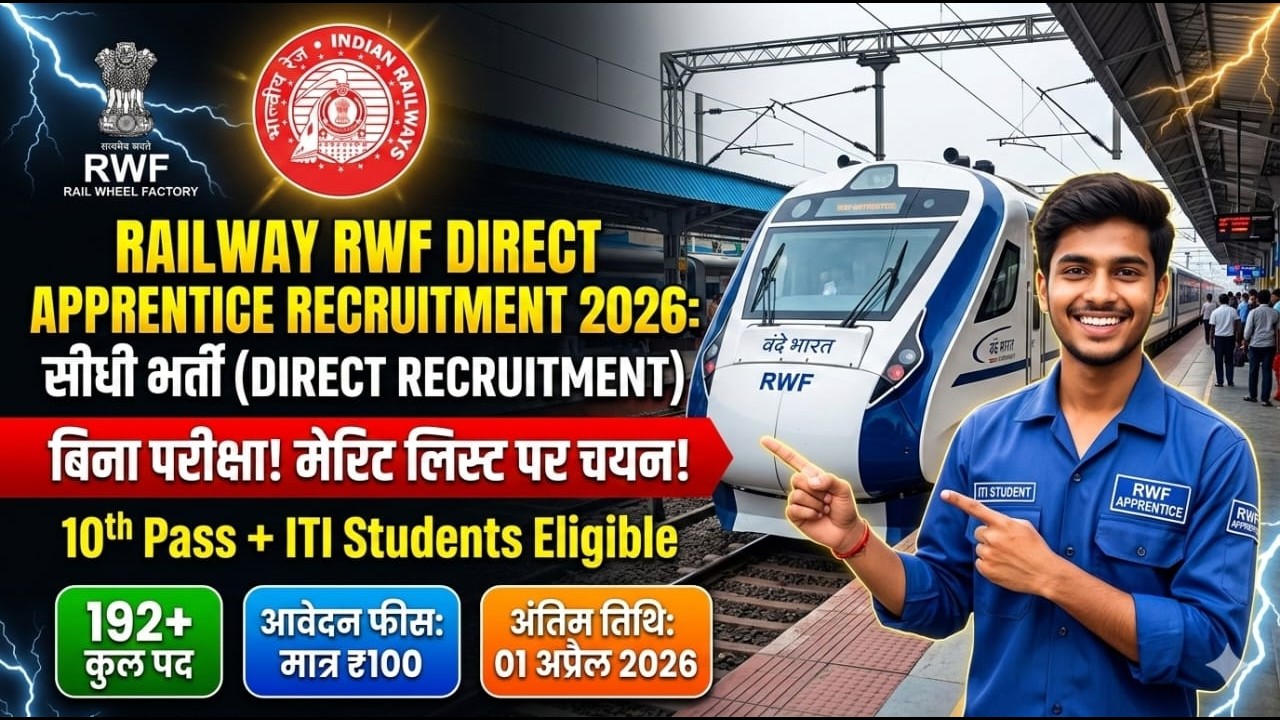 Railway में आ गई 10वीं पास सीधी भर्ती | Merit Base Selection | RWF Apprentice Recruitment 2026