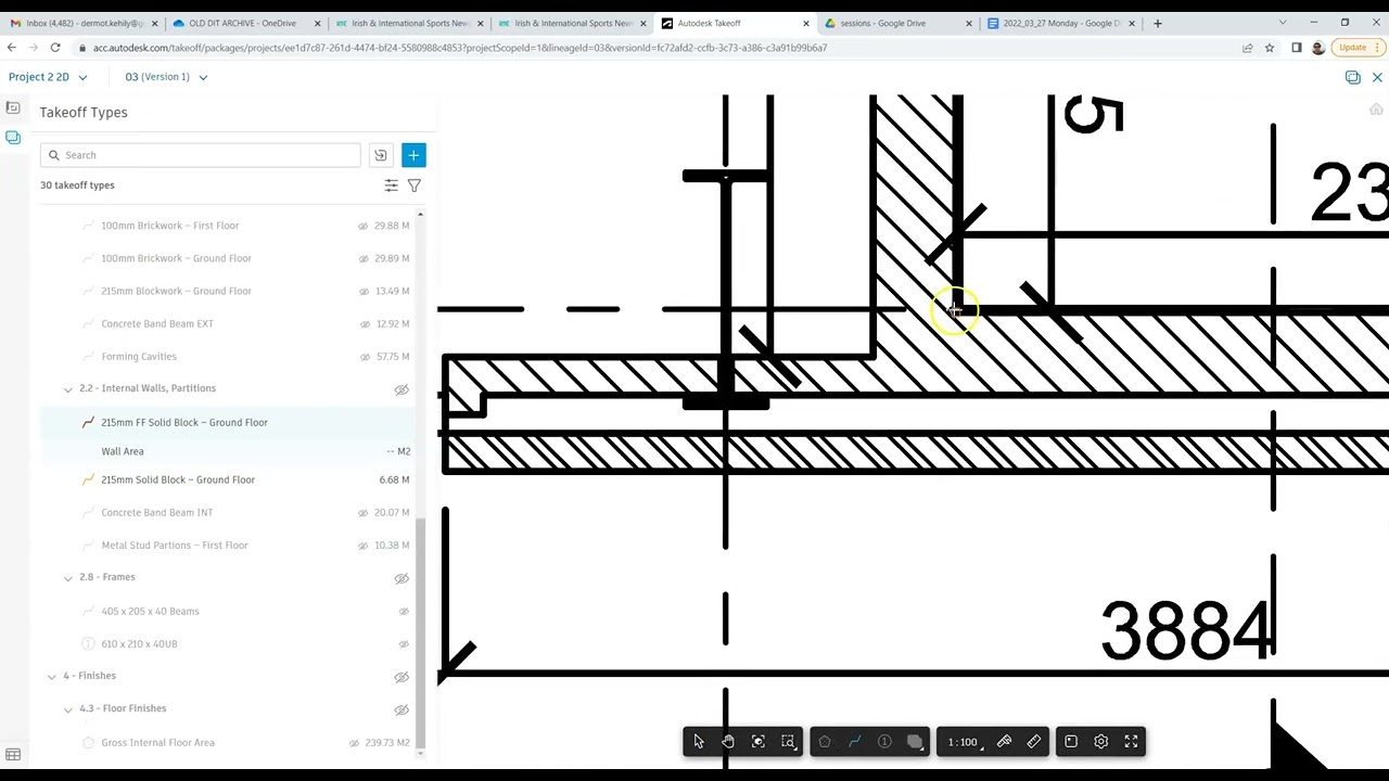 Autodesk Takeoff 2D - Int Walls Ground Floor