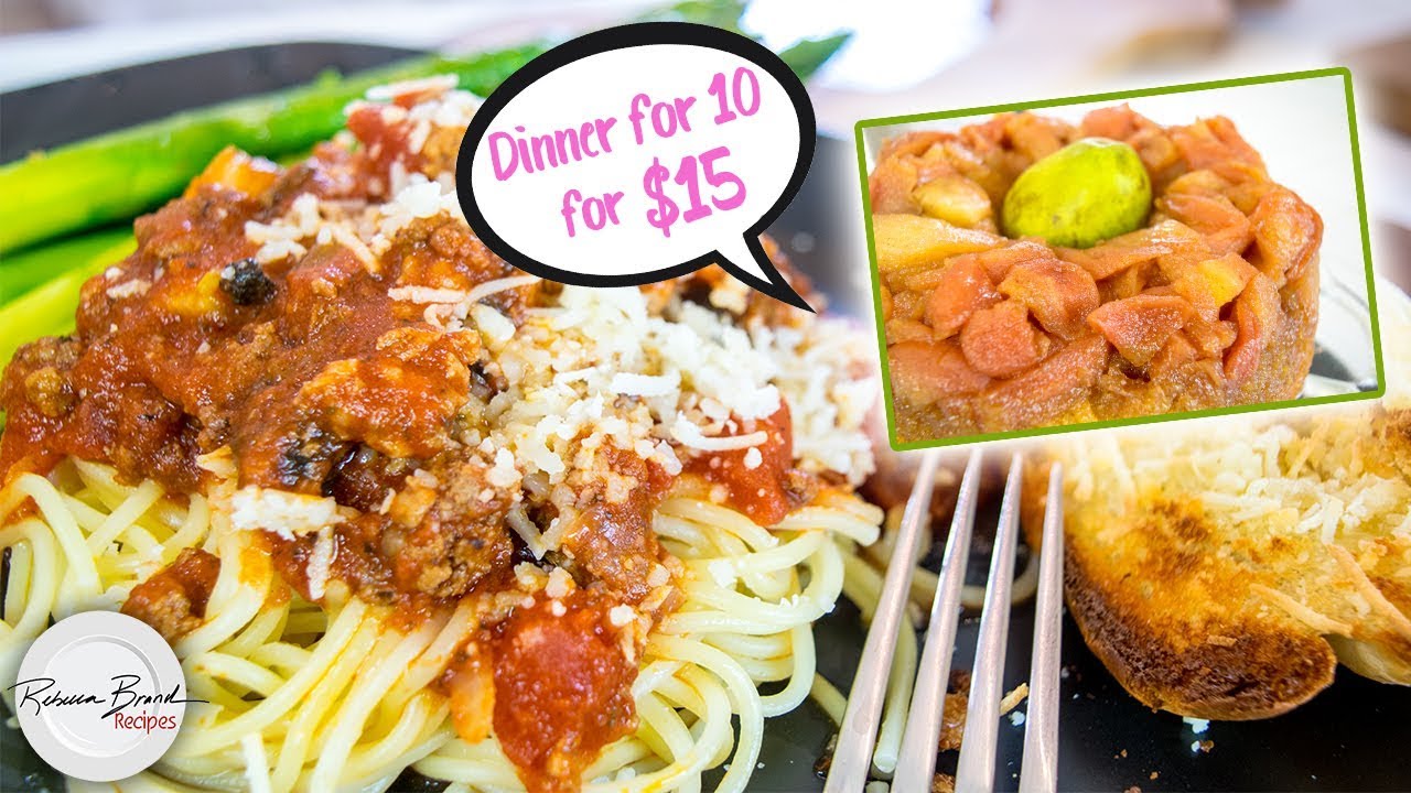 Spaghetti and Meat Sauce, Asparagus, Parmesan Bread and Pear Cake ALL for $15!  DINNER!