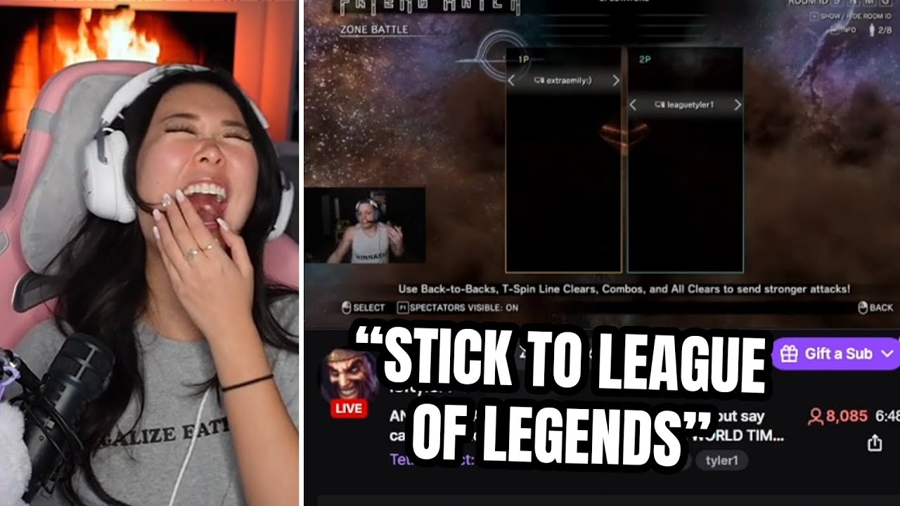 ExtraEmily Trashtalking Tyler After Winning Against Him in Tetris..