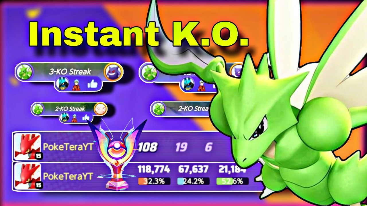 One Shot K.O. Build Scyther || Scyther is Now Broken Pokémon to Play Pokémon Unite || PokeTeraYT