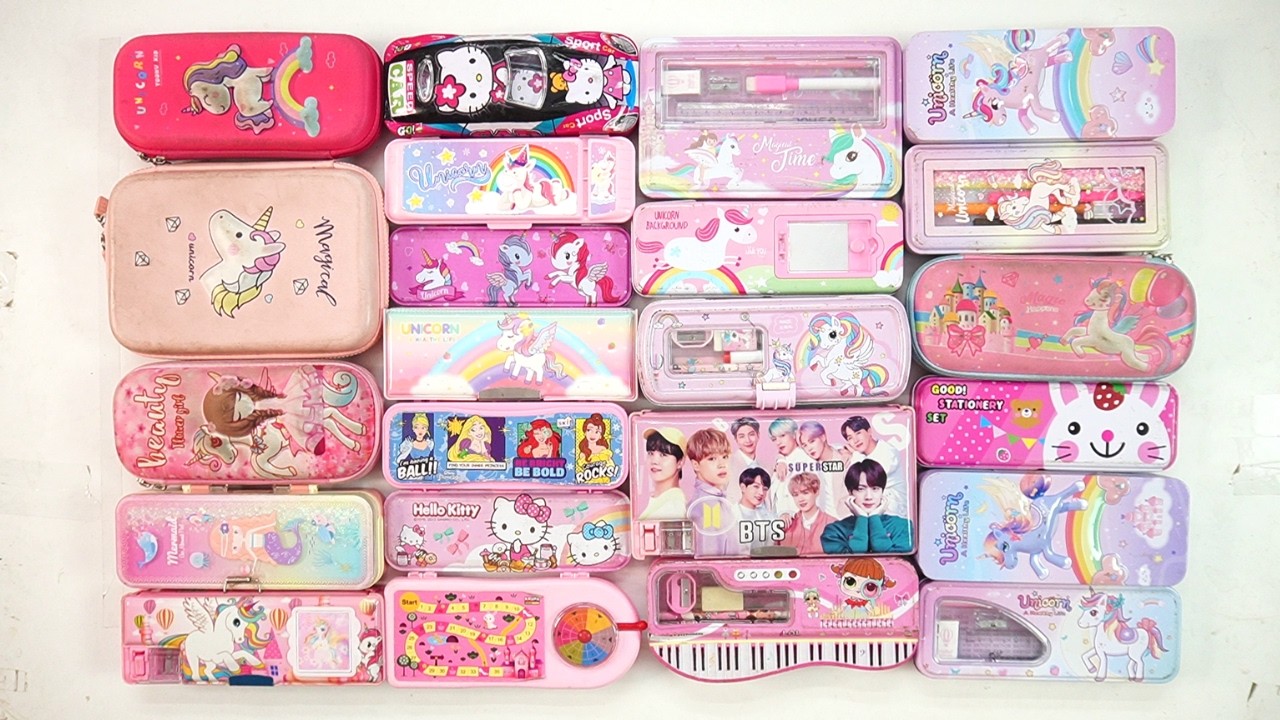 back to school unicorn stationery collection 📚 geometry,hello kitty,pencil box,Sharpener,eraser