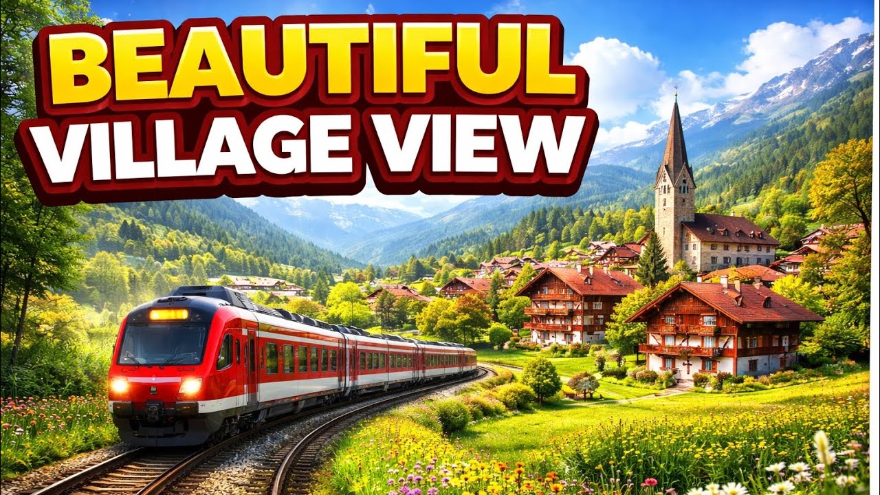 “Beautiful Village View from 🚆 | Peaceful Nature Scene