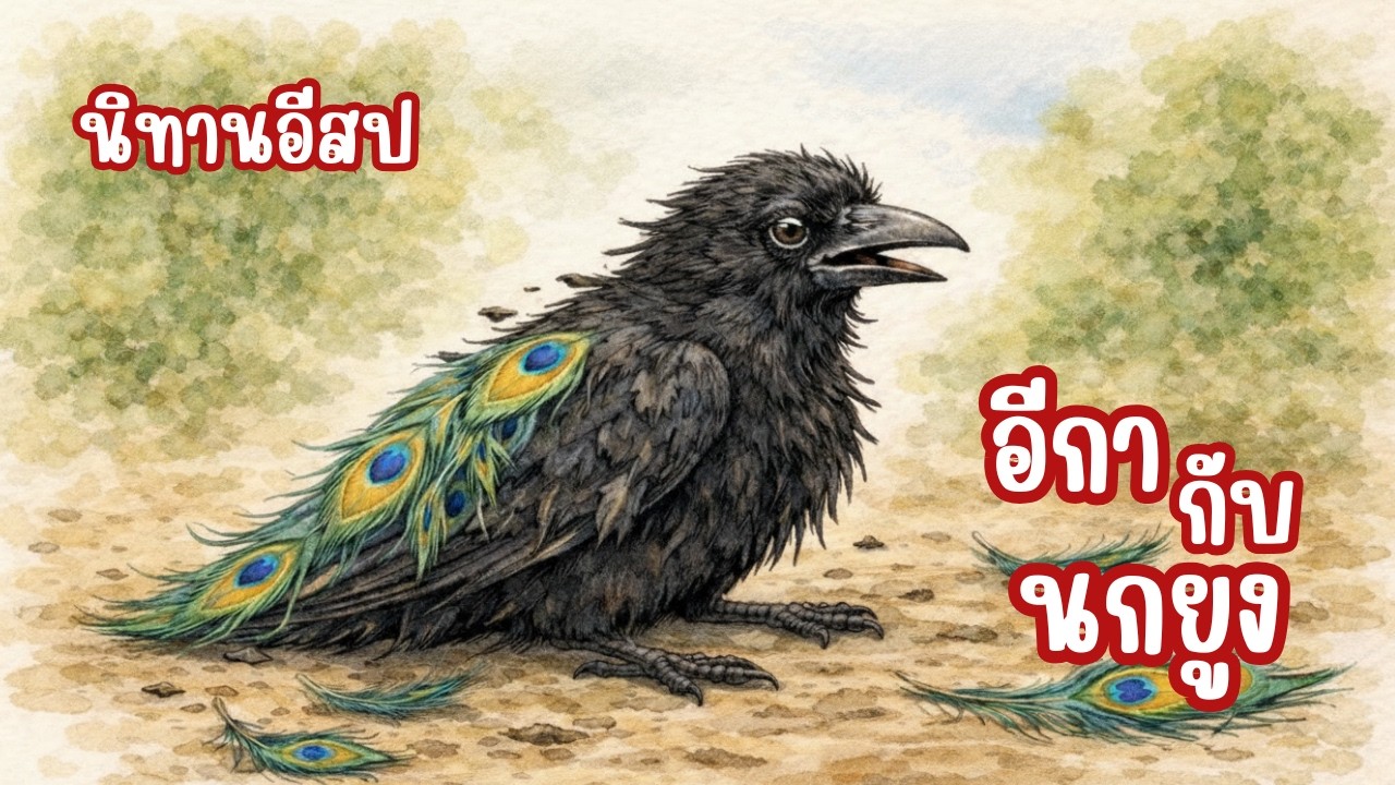 เล่านิทานเด็ก ก่อนนอน - อีกากับนกยูง