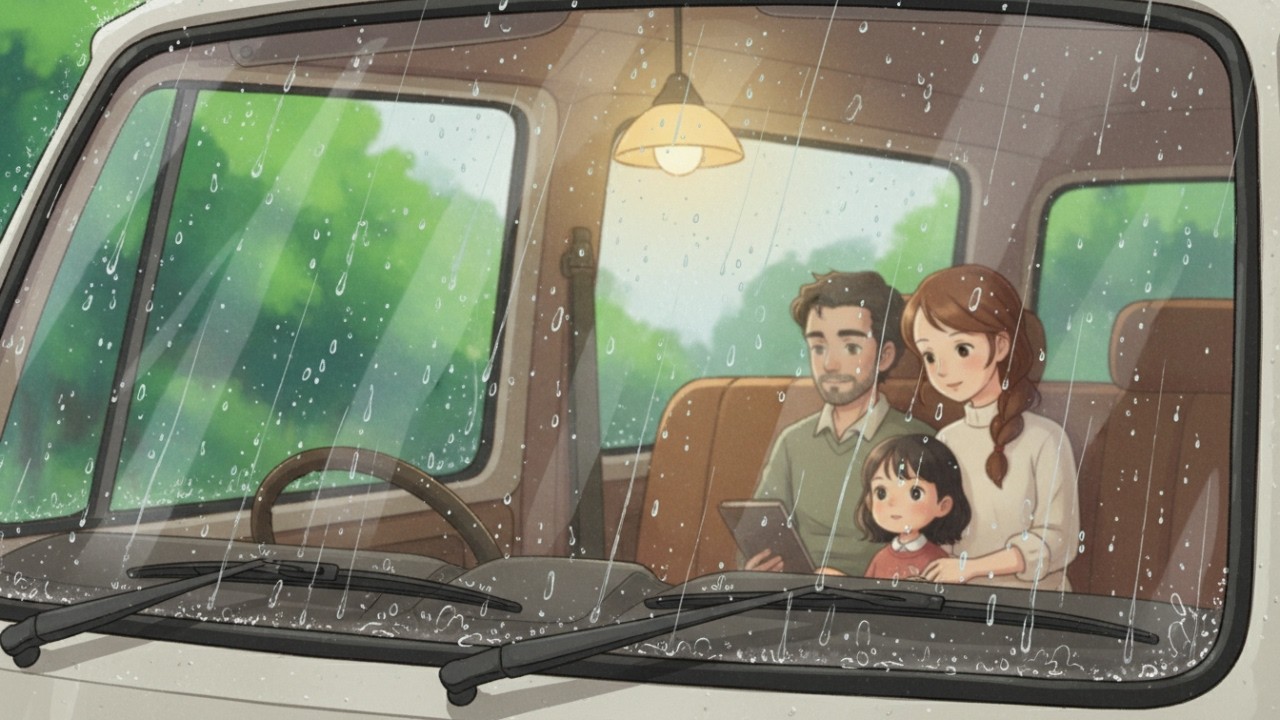 A Rainy Day in Our Mobile Home 🌧️🚐 | Cozy Van Camping with Family | Ghibli Wonderland