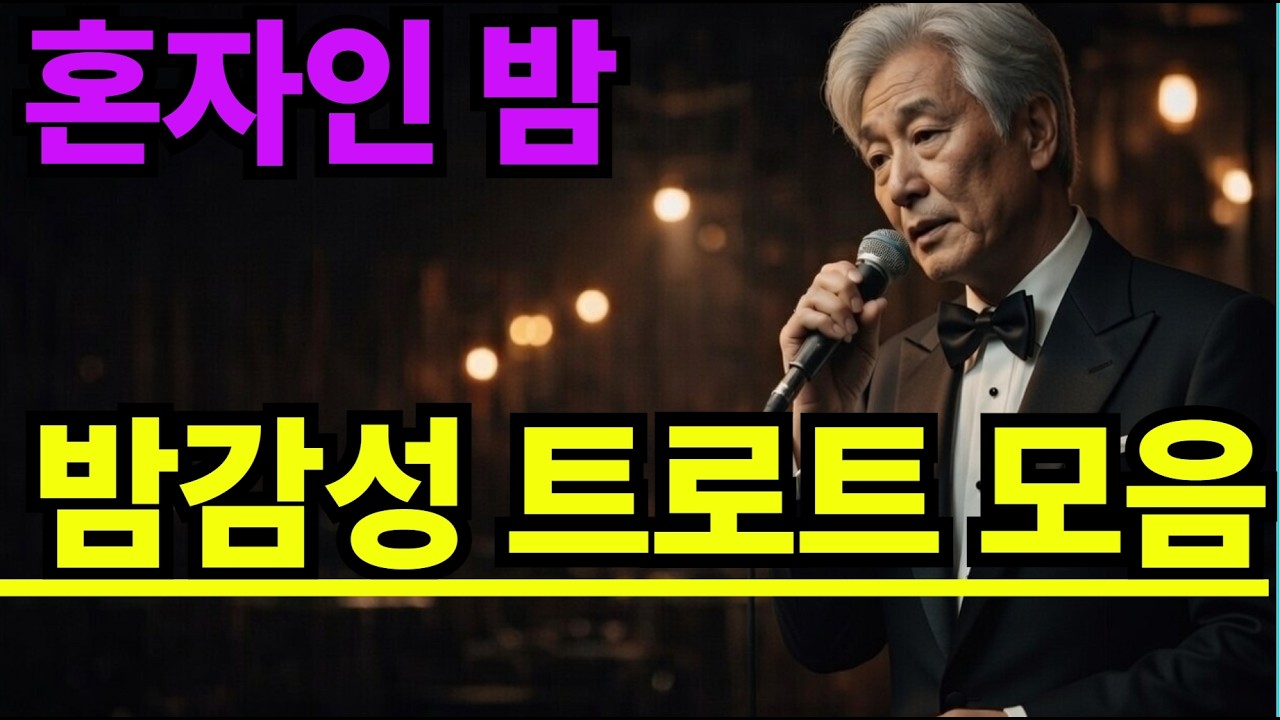 🌙잠 안올 때 듣는 트로트 🌙 중년의 밤 2집 가로등 아래에서 | 혼자 듣는 밤 감성 수면트로트 모음