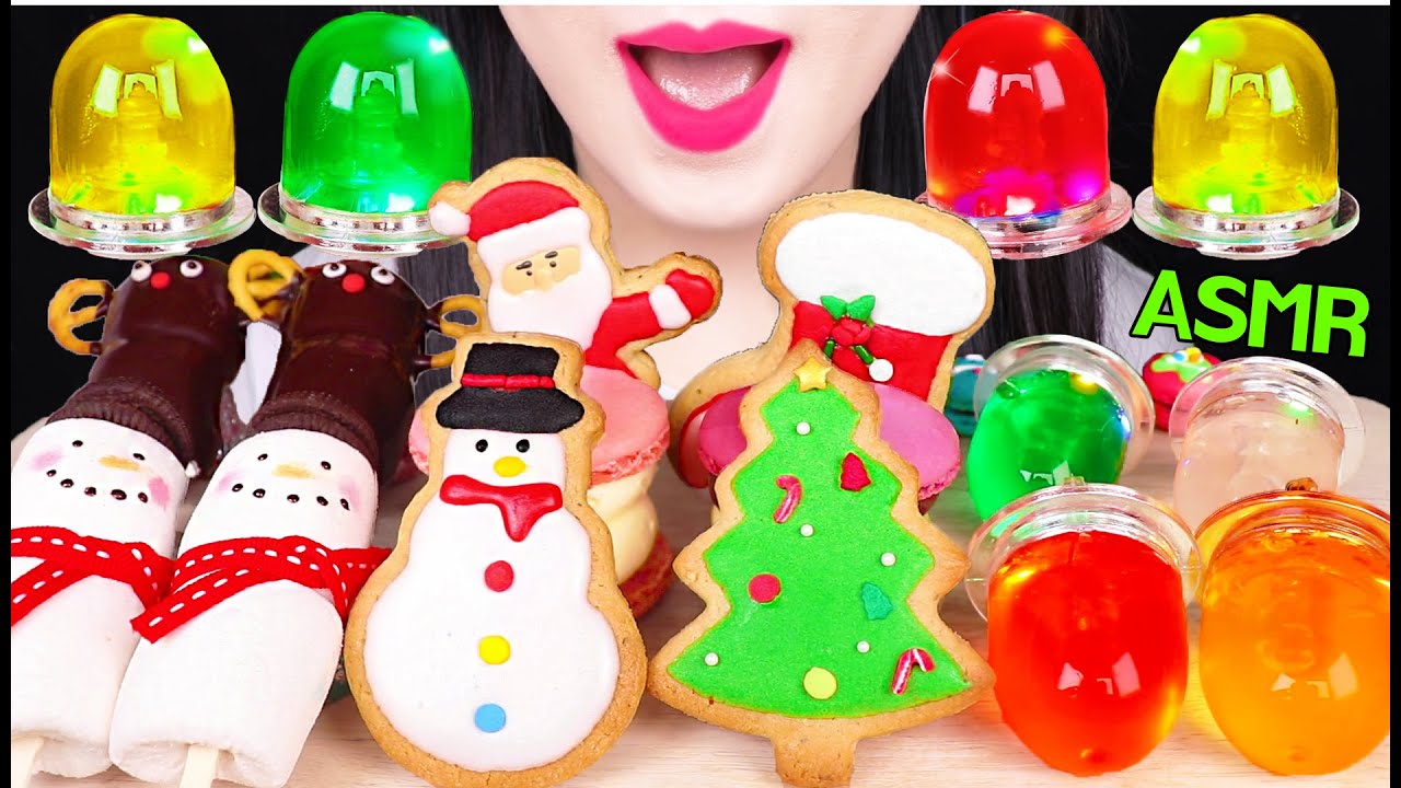 ASMR LIGHT RING JELLY, MARSHMALLOW POP,  SUGAR ICING COOKIES 불빛 젤리, 마쉬멜로우 팝, 쿠키 먹방 JANE ASMR 제인