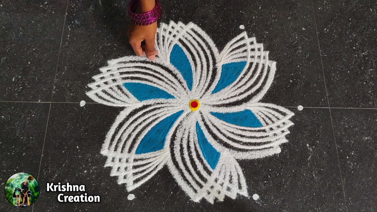 Easy Padi Kolam Design with 5x3 dots | Creative Rangoli | Padi Kolam Muggulu | Rangoli Kolam