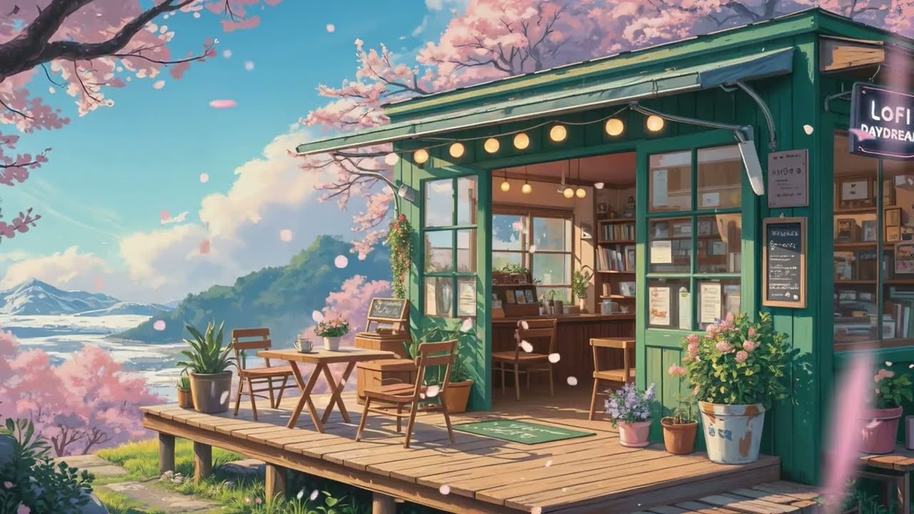 Spring Sakura Cafe Ambience 🌸 Focus Lofi Music for Study, Work & Relax