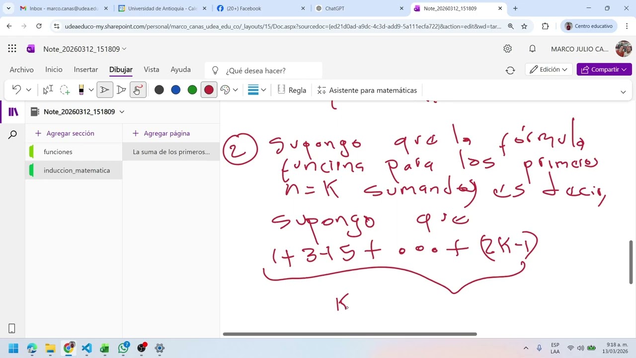 Cómo demuestro por inducción matemática la formula de suma de los primeros n impares.