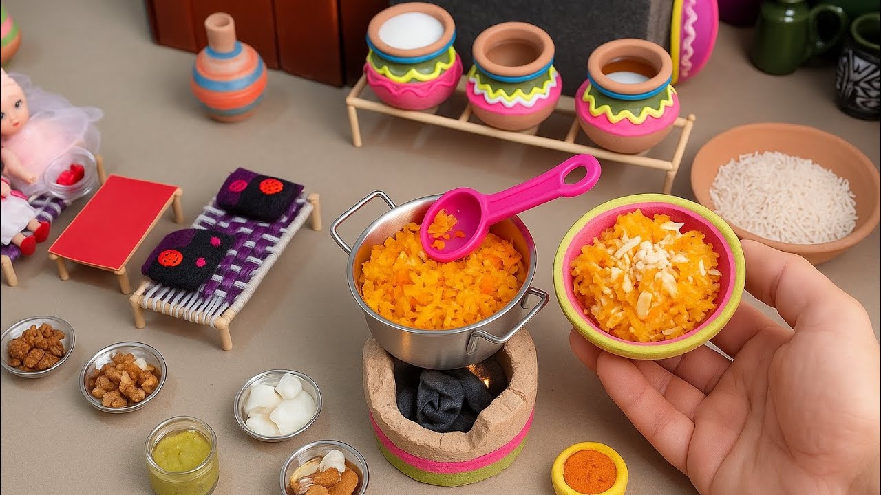 Zarda Rice Miniature Village style Recipe | Zarda Meetha Chawal | Miniature Village Wonders