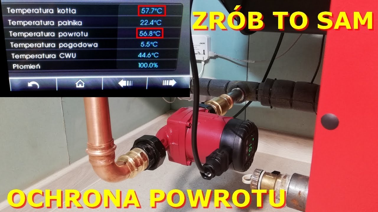 Ochrona powrotu /zimny powrót / pompa przewałowa / kocioł na pelet / zrób to sam