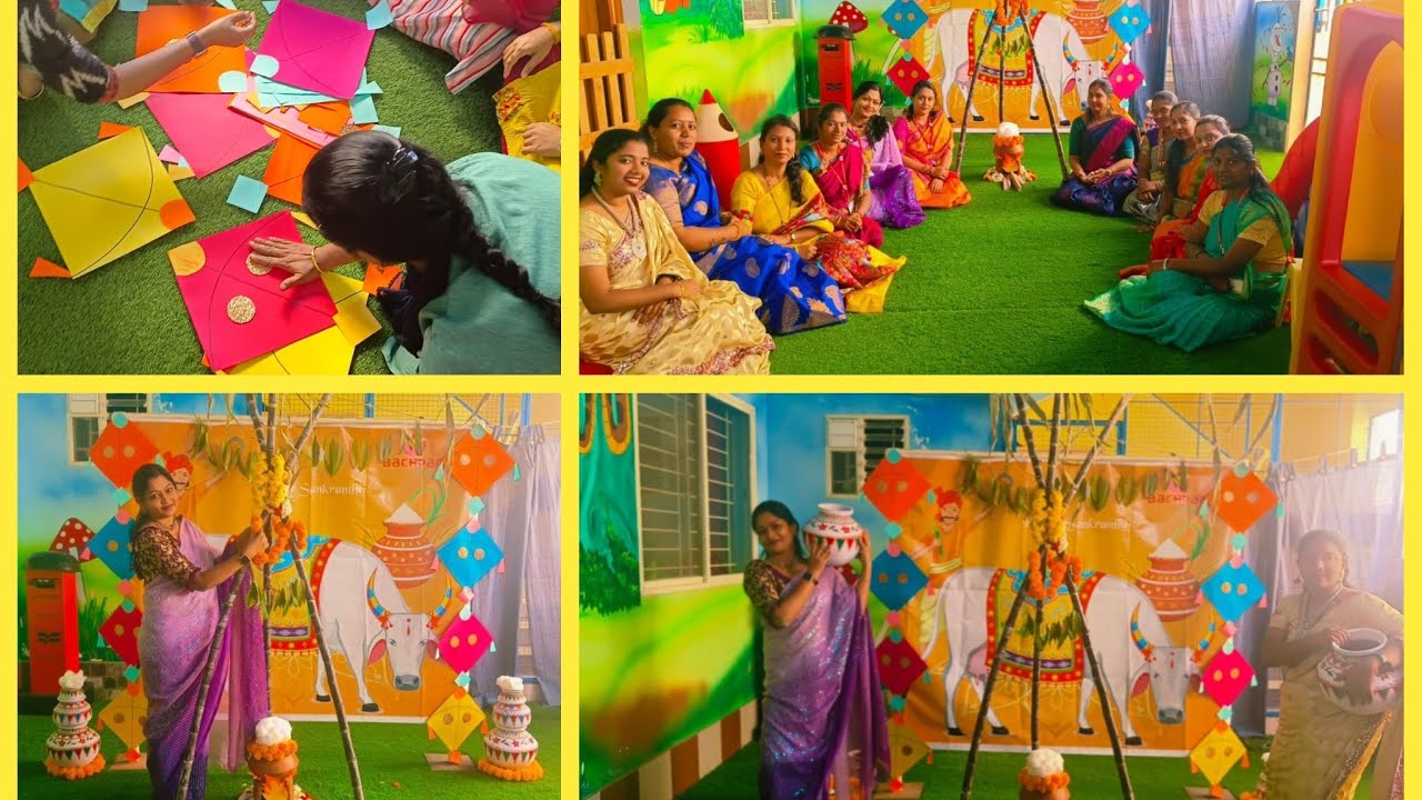 Happy Makara Sankranti 2023|Pongol celebration|Backdrop decoration ideas at pre school|Pous Parbon