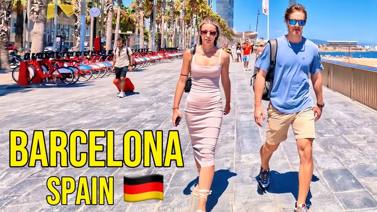 Barcelona city,Spain/ walking tour in Barcelona city of many beautiful single girls in Spain 4K