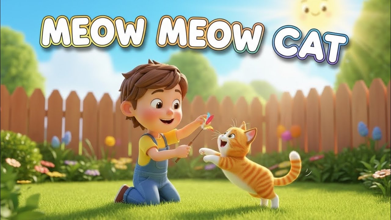Meow Meow Cat - Kids Nursery Rhymes | Cat Meow Meow Poem 