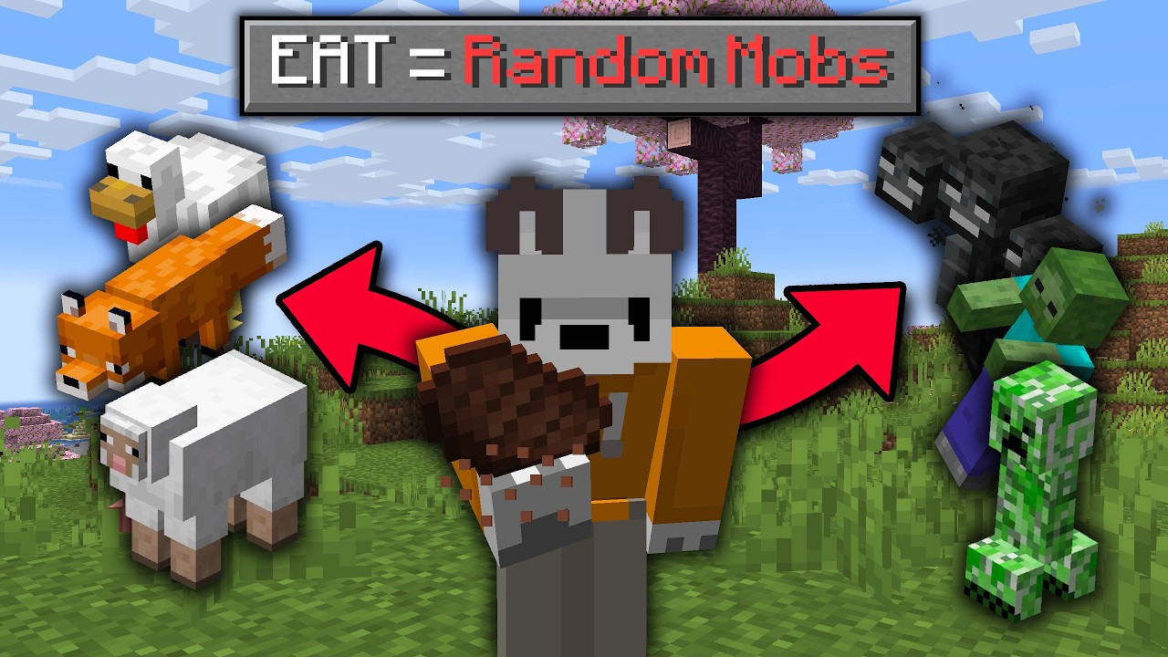 Minecraft But Eating Spawns A Random Mob