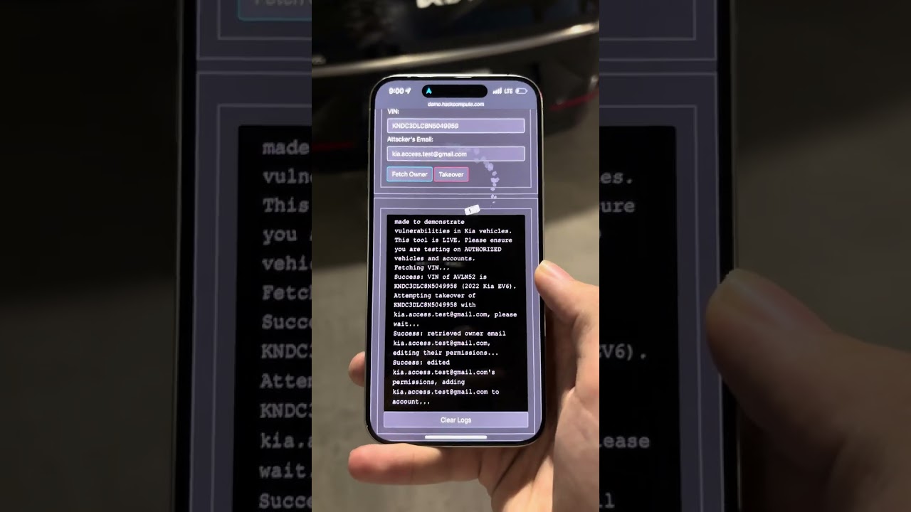 Remotely Unlocking any Kia with Just a License Plate (Kiatool Demo)