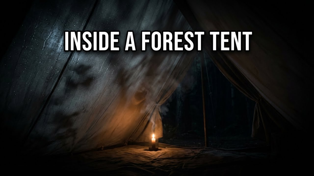 Inside a Forest Tent at Night With Soft Rain & Candlelight for Deep Sleep