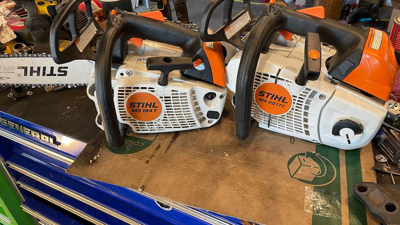 Stihl MS 194t Мощный 4-тактный недорогой бензопила!!! против MS 201 TC