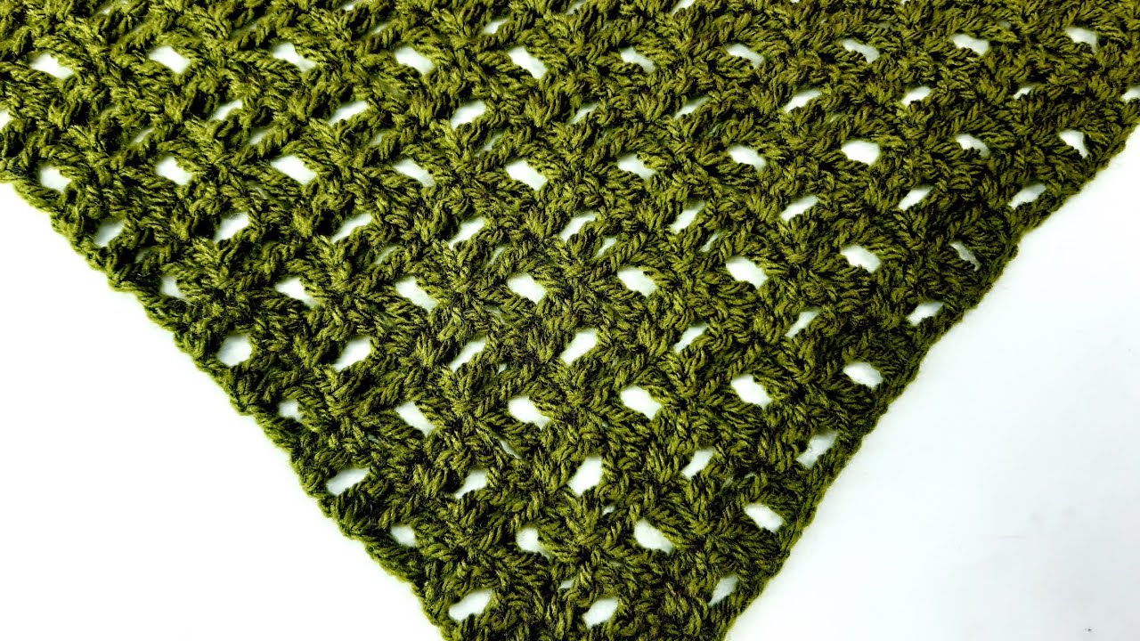 كروشيه شال مثلث بغرزة المربعات المفرغه How to crochet the triangle shawl