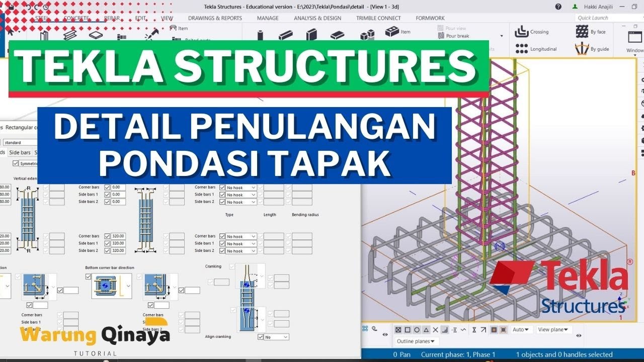 Tekla Struktur | Detail Penulangan Pondasi Tapak