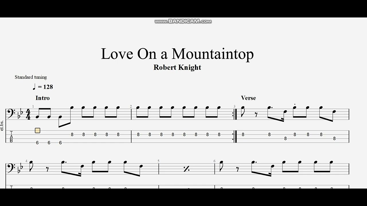 Robert Knight - Love On a Mountaintop (bass tab)