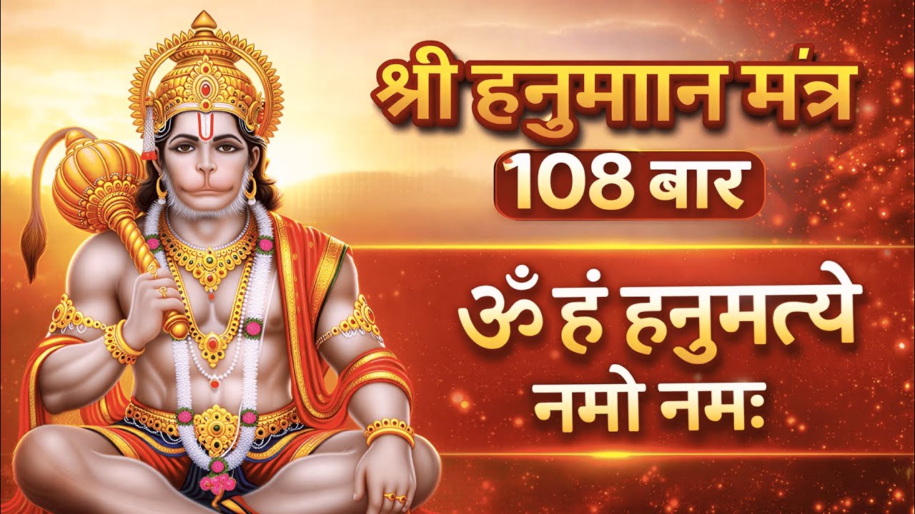श्री हनुमान मंत्र 108 बार | ॐ हं हनुमत्ये नमो नमः | Hanuman Mantra for Strength & Protection