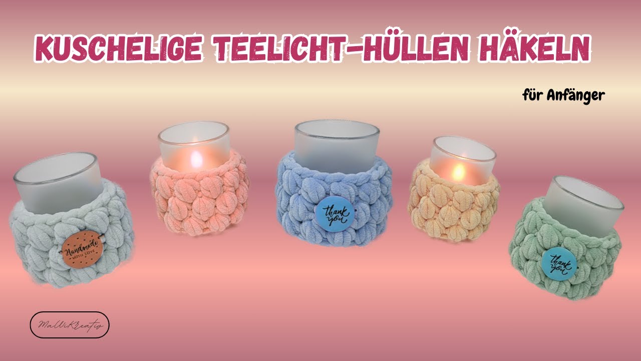 Teelichthülle häkeln - Glas umhäkeln 🕯️für Anfänger erklärt 🧶#häkeln #crochet #tutorial
