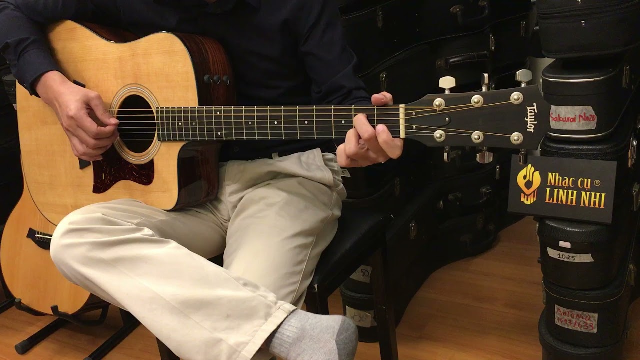 Test &acirc;m guitar acoustic Taylor 210ce Plus